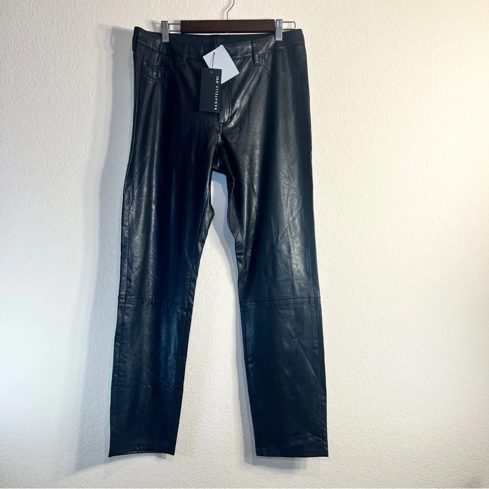 Bagatelle Black Faux Leather High Waist Clean Girl Edgy Straight Leg Jeans SZ XL